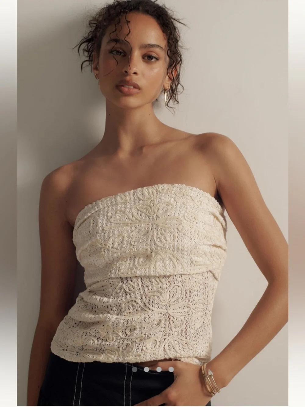 Anthropologie NWT Sarah Hann Juliana Lace Tube Zipper Top size XL. - Picture 3 of 14